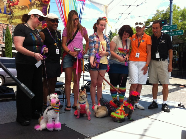 Doggie Drag Contest winners with judges